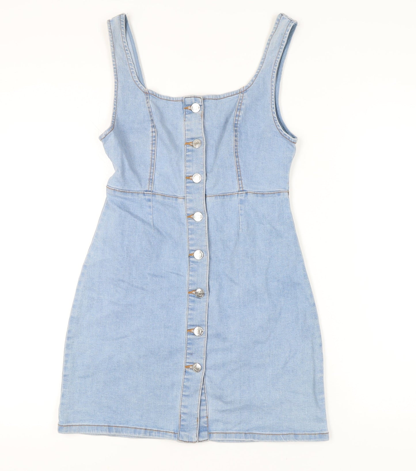 Denim Co Women's Blue Cotton Pinafore Dress Size 10