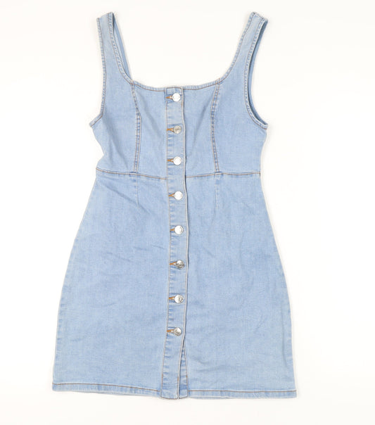 Denim Co Women's Blue Cotton Pinafore Dress Size 10