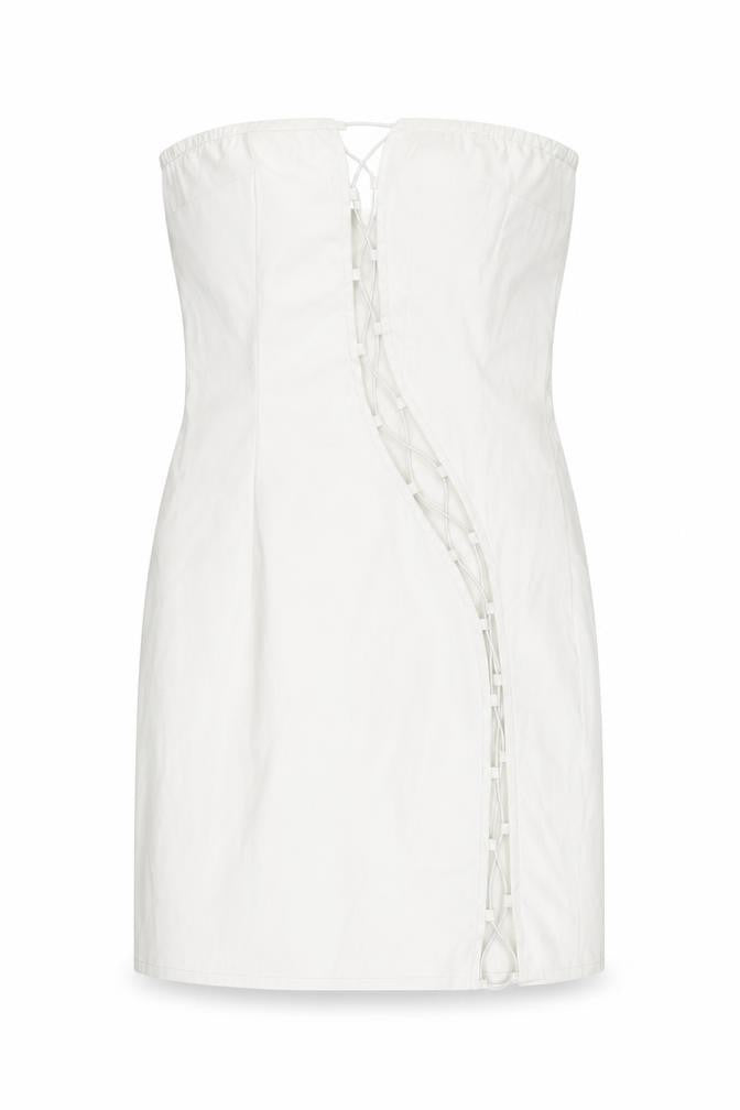 Front view of PRETTYLITTLETHING White Mini Dress, size 10, Women