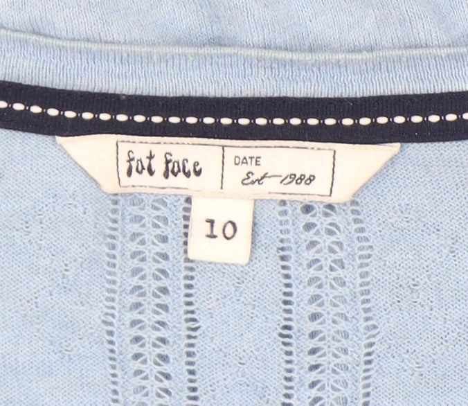 Fat Face Women's Blue V-Neck Cardigan, Size 10