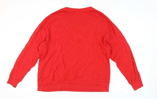 Red Unisex Sweatshirt, Size L, Casual Cotton Crew Neck