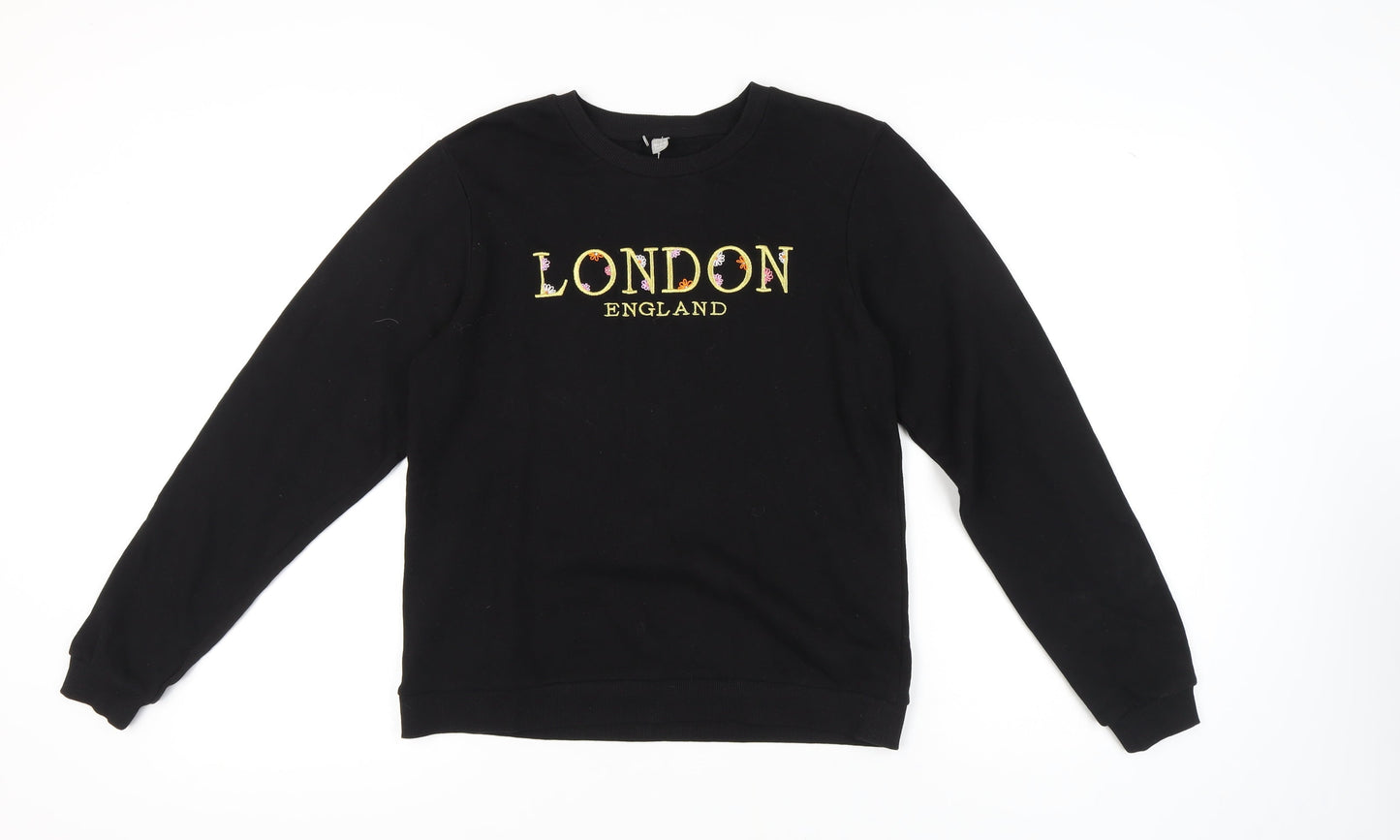 ASOS Women's Black Sweatshirt, UK 8, Lined, Logo, Casual
