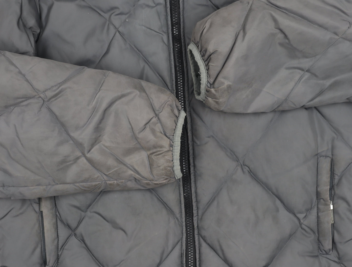 DKNY Women's Grey Puffer Jacket, Hooded, Size Unknown