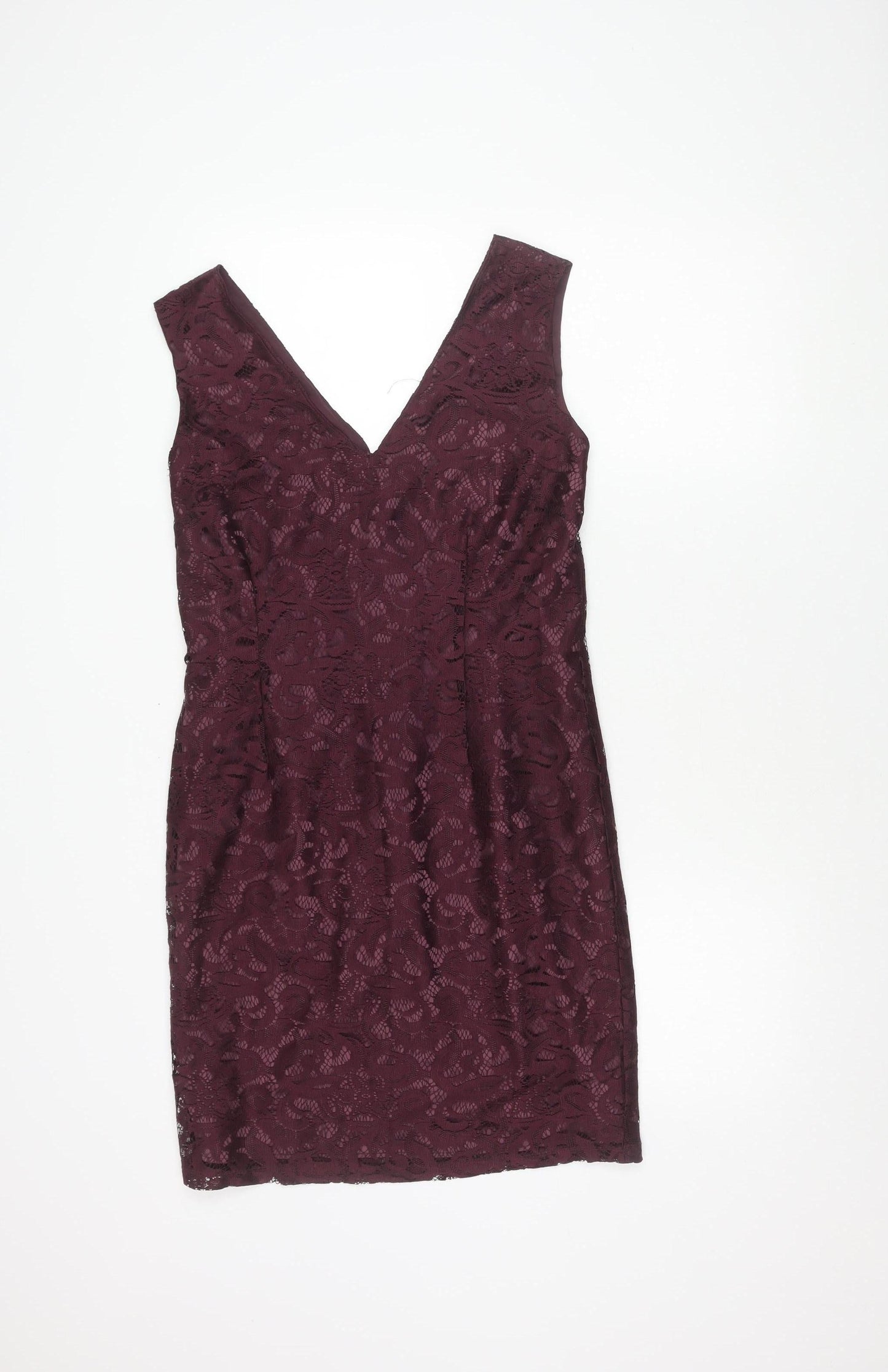 Next Women's Purple Lace Knee Length Sheath Dress, Size 12