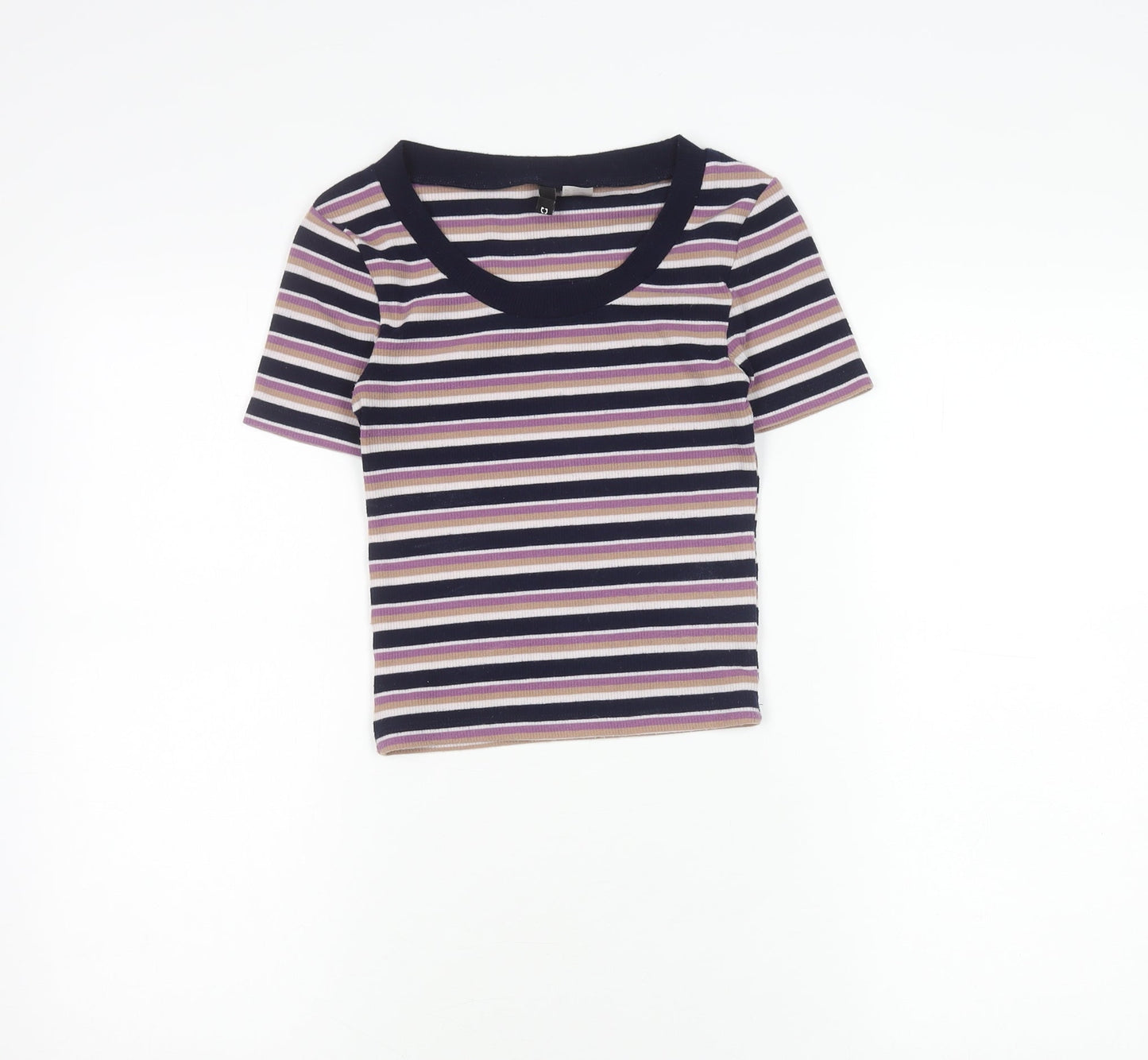 H&M Divided Women's Multicoloured Striped T-Shirt XS