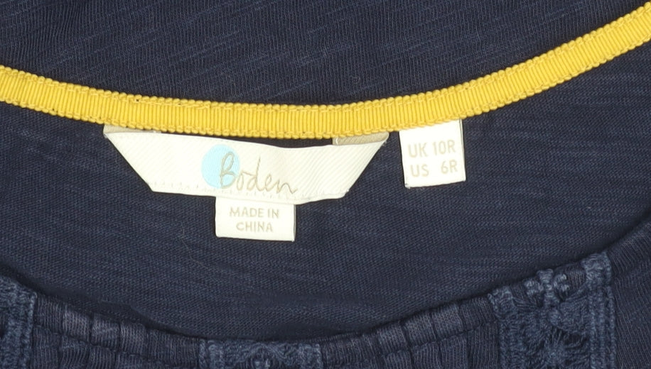 Boden Women's Blue Cotton Dress, Size 10, Short Sleeve