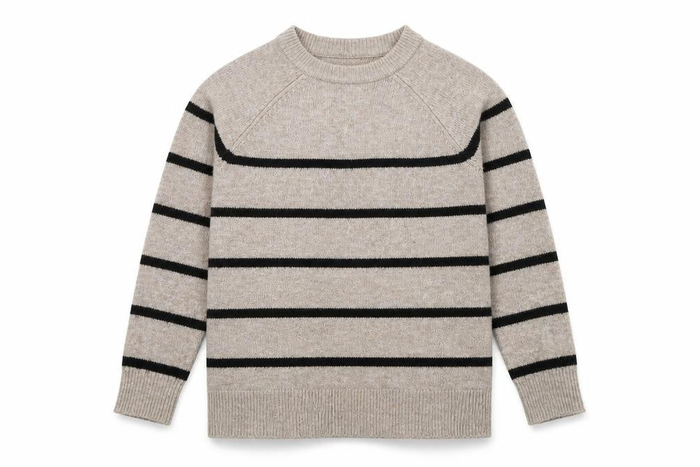Front view of New Look Beige Striped jumper, S, Women