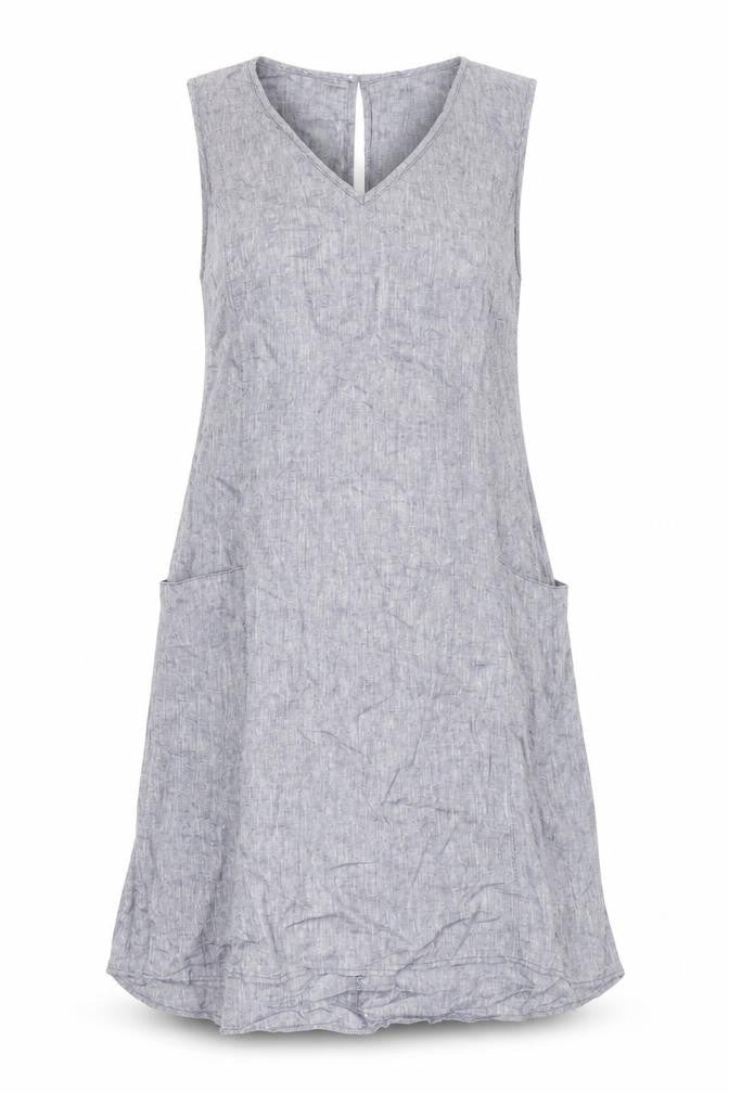 Front view of F&F Women's Grey Linen Viscose Dress, size 14