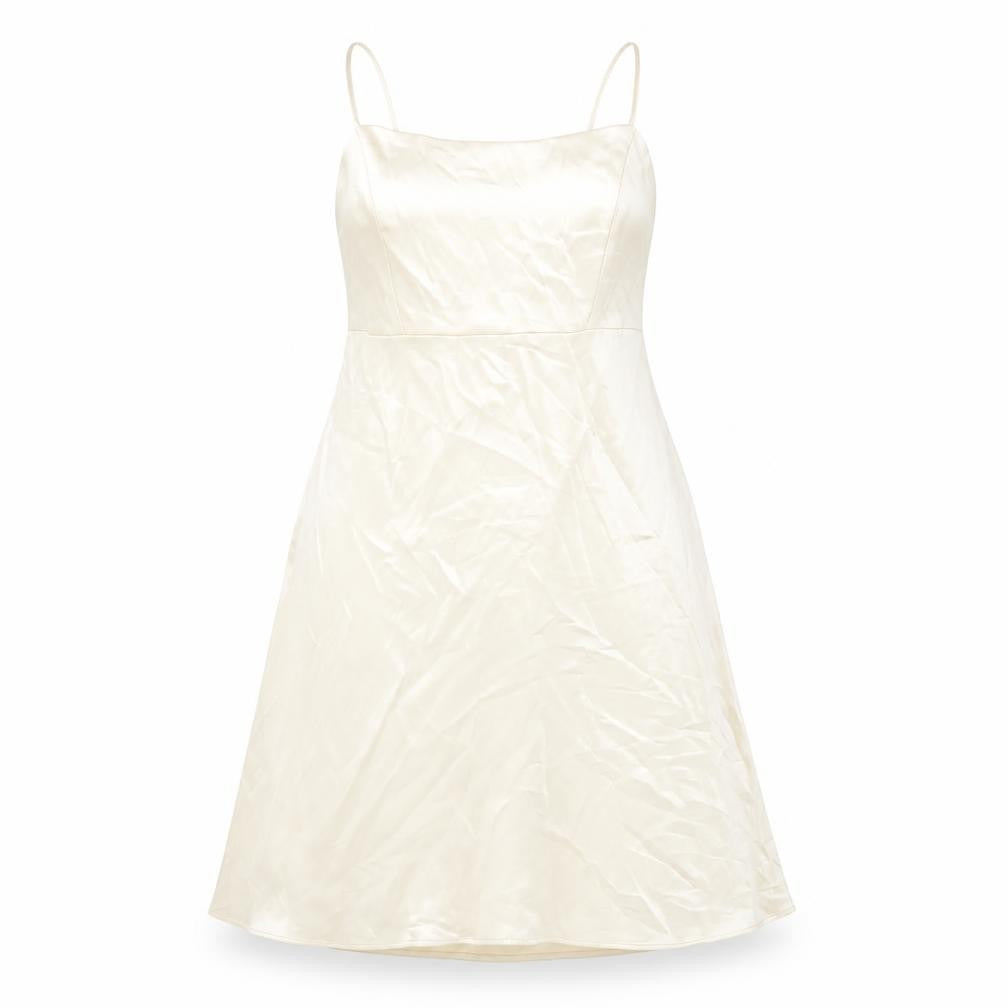 Front view of Zara Women's Ivory Slip Dress, size 12, Sleeveless