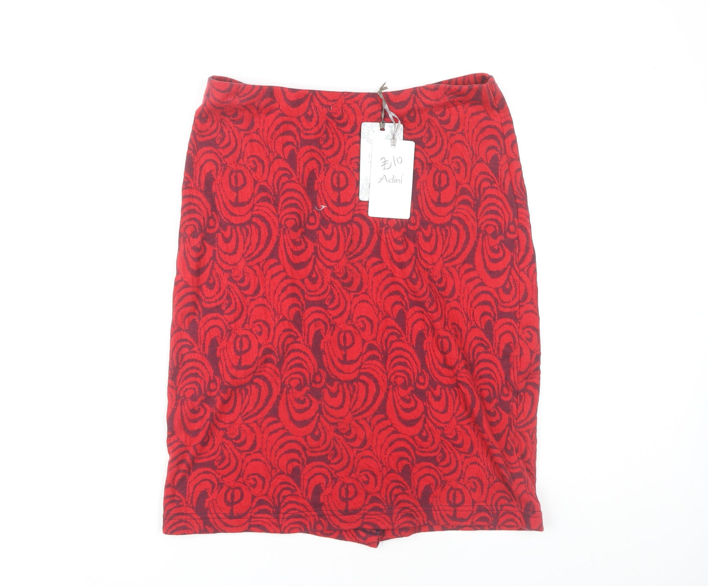 Adini Women's Red Geometric Pencil Skirt Size S