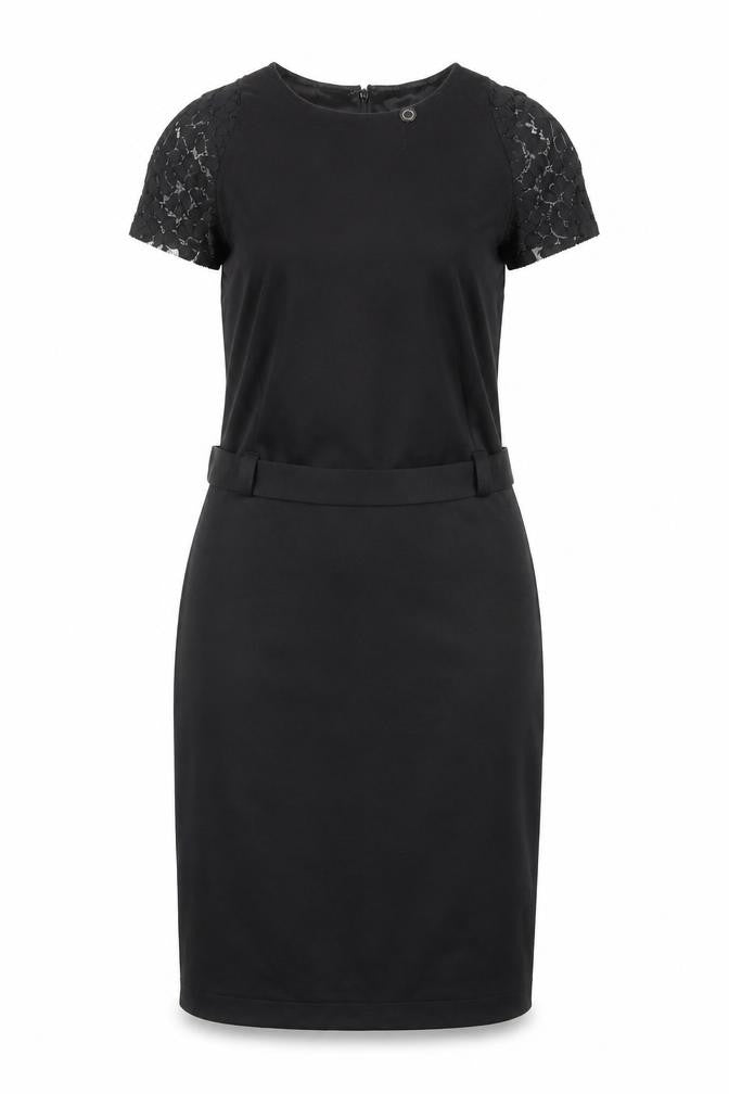 Front view of Aftershock London Women's Black Dress S Short Sleeve