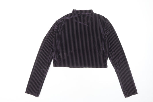 Wednesday's Girl Women's Striped Velvet Cropped Top, M