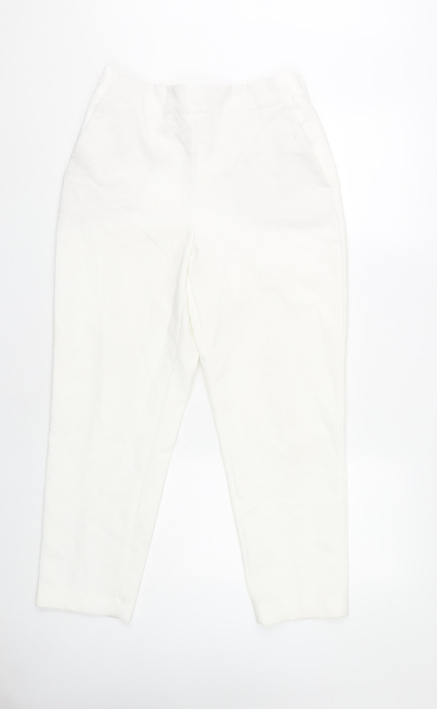 Zara Women's White Trousers M Elastic Waist