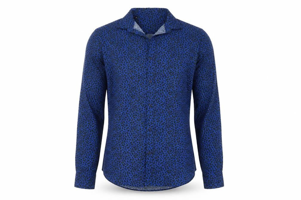 Selected Homme Mens Blue Animal Print Shirt M Slim Fit
