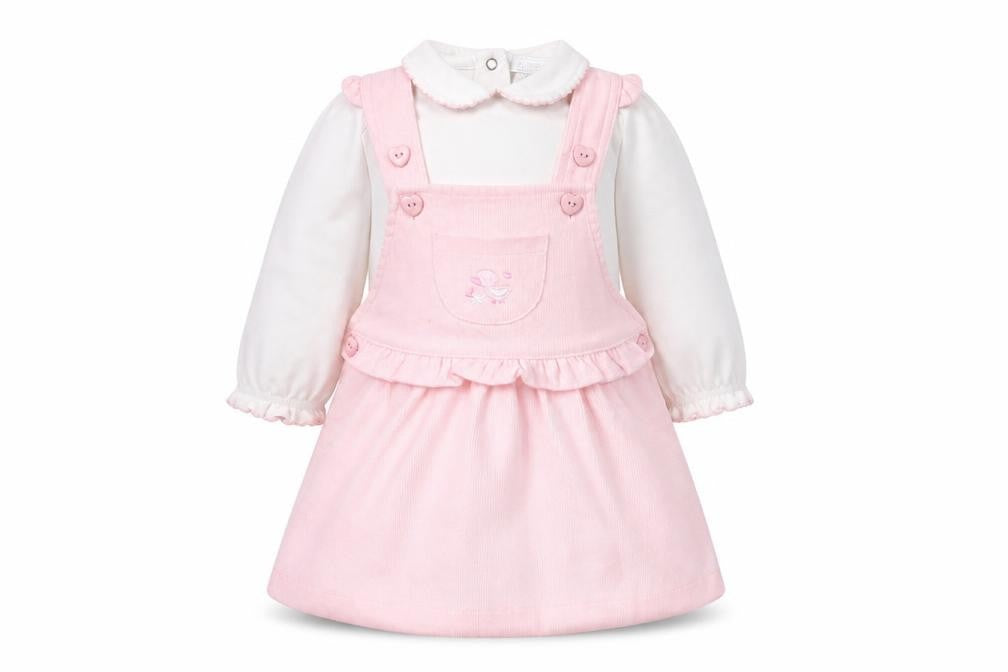 Amore Girls Pink Pinafore Dress 3-6 Months Collared Button