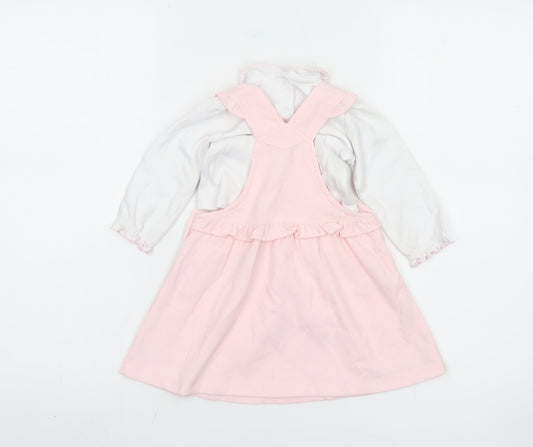 Amore Girls Pink Pinafore Dress 3-6 Months Collared Button