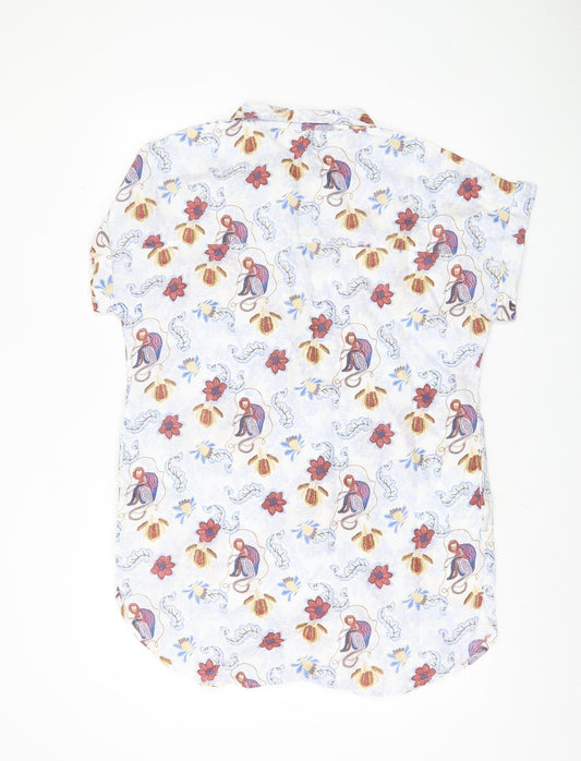 White Stuff Women's Multicoloured Linen Floral Blouse