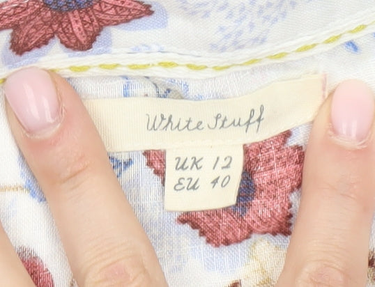 White Stuff Women's Multicoloured Linen Floral Blouse