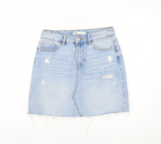 Zara Women's Blue Denim Mini Skirt - UK 8 S