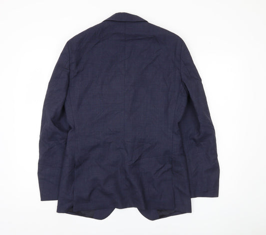 Reiss Men's Blue Wool Single-Breasted Blazer 38