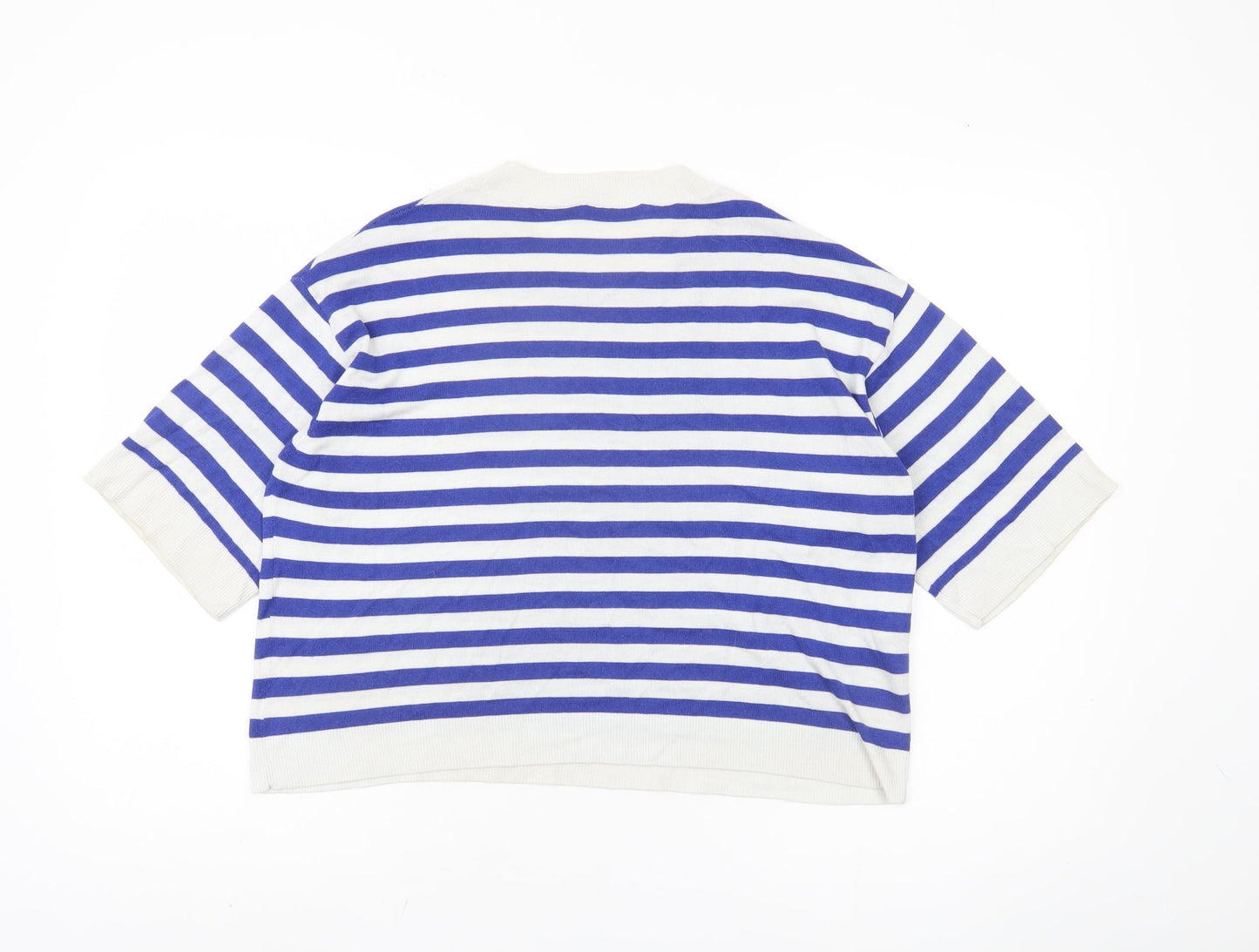 MNG Women's Blue Striped Pullover Jumper Size L