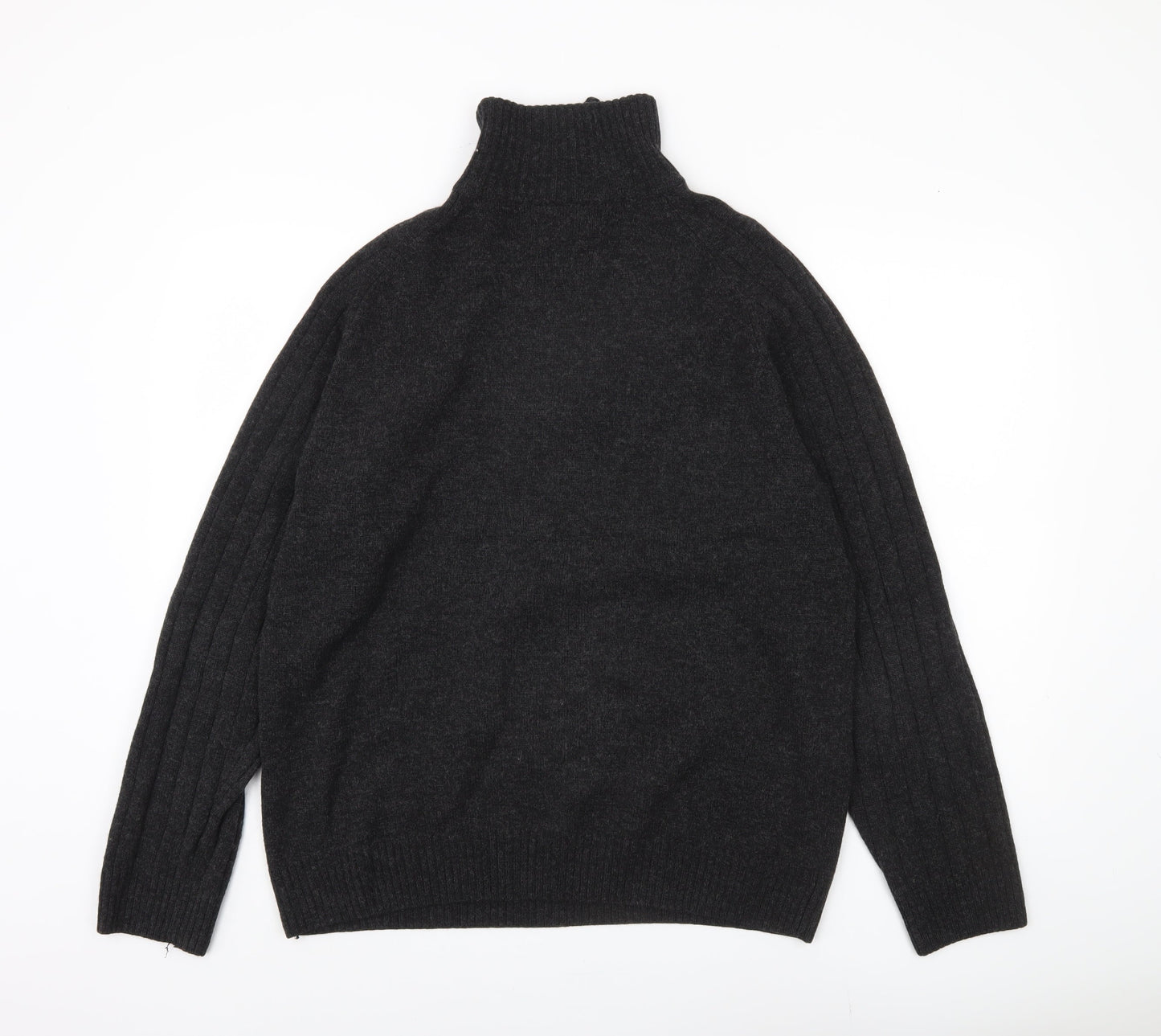 Gant Men's Black Wool Pullover Jumper High Neck XL