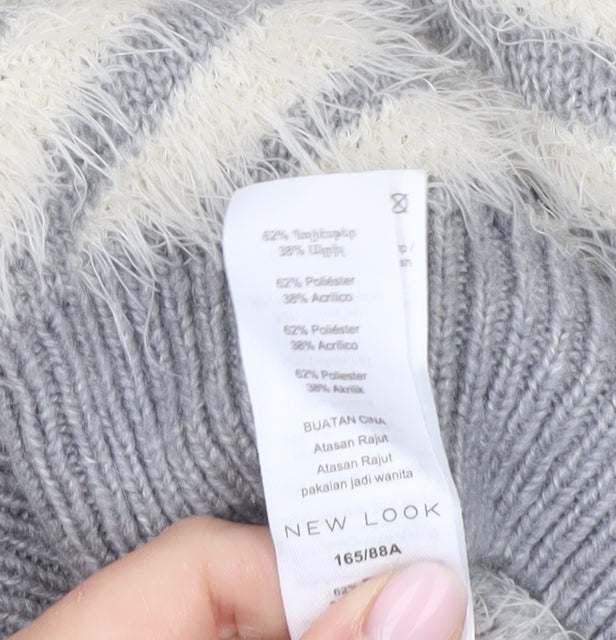 New Look Women's Grey Geometric Pullover Jumper Size 10
