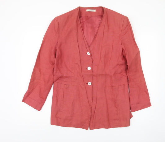 Laura Ashley Women's Red Linen Blazer UK 14