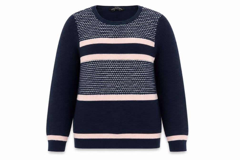 Front view of Dorothy Perkins Women's Blue Striped jumper, size 12