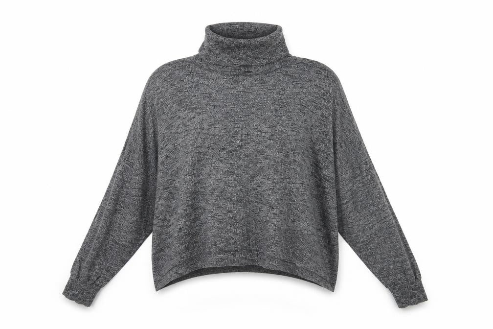 Front view of Zara Women's Grey Roll Neck Pullover, size 12