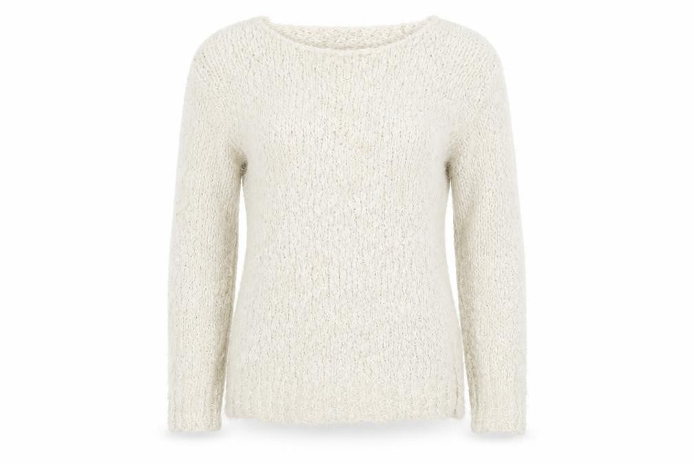 Front view of Apricot Women's Ivory Chunky Knit Pullover, M, Winter Jumper