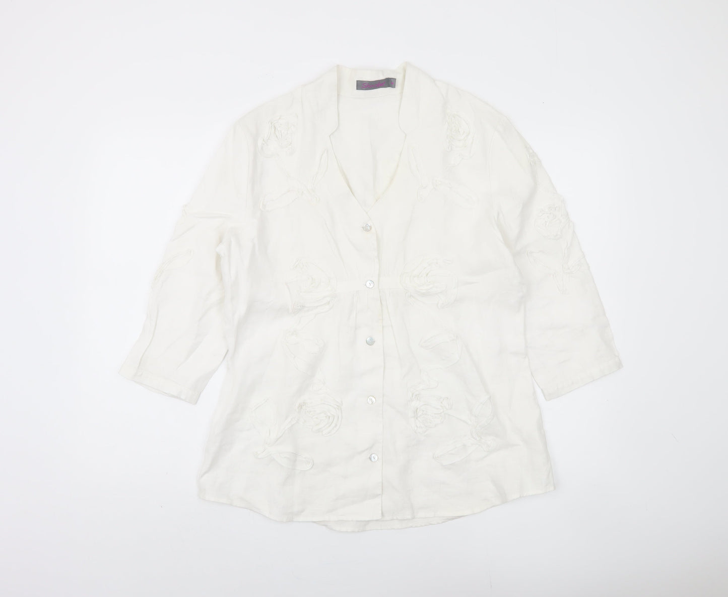 Shircket Women's White Linen Button-Up Shirt M