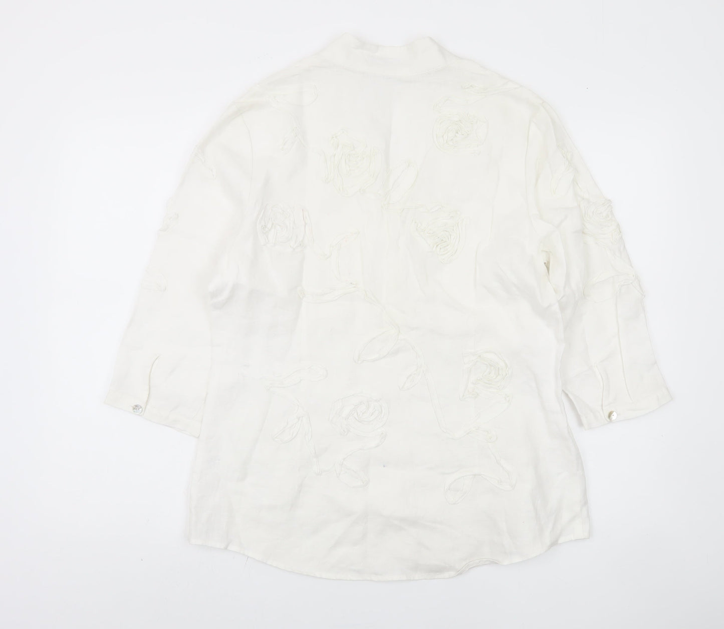 Shircket Women's White Linen Button-Up Shirt M