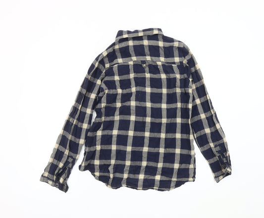 White Stuff Women's Blue Check Button-Up Shirt Size 10