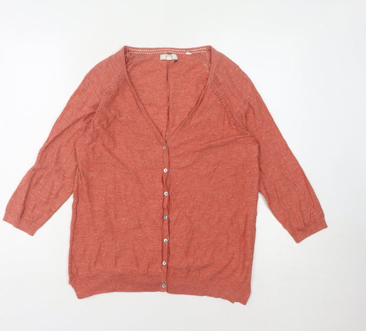 Fat Face Women's Red Cardigan Size 12 Cotton