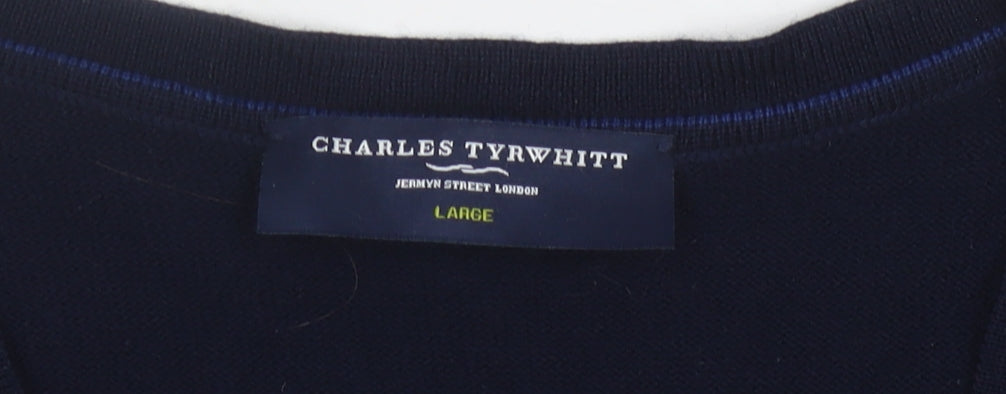 Charles Tyrwhitt Men's Black Wool Pullover Jumper L