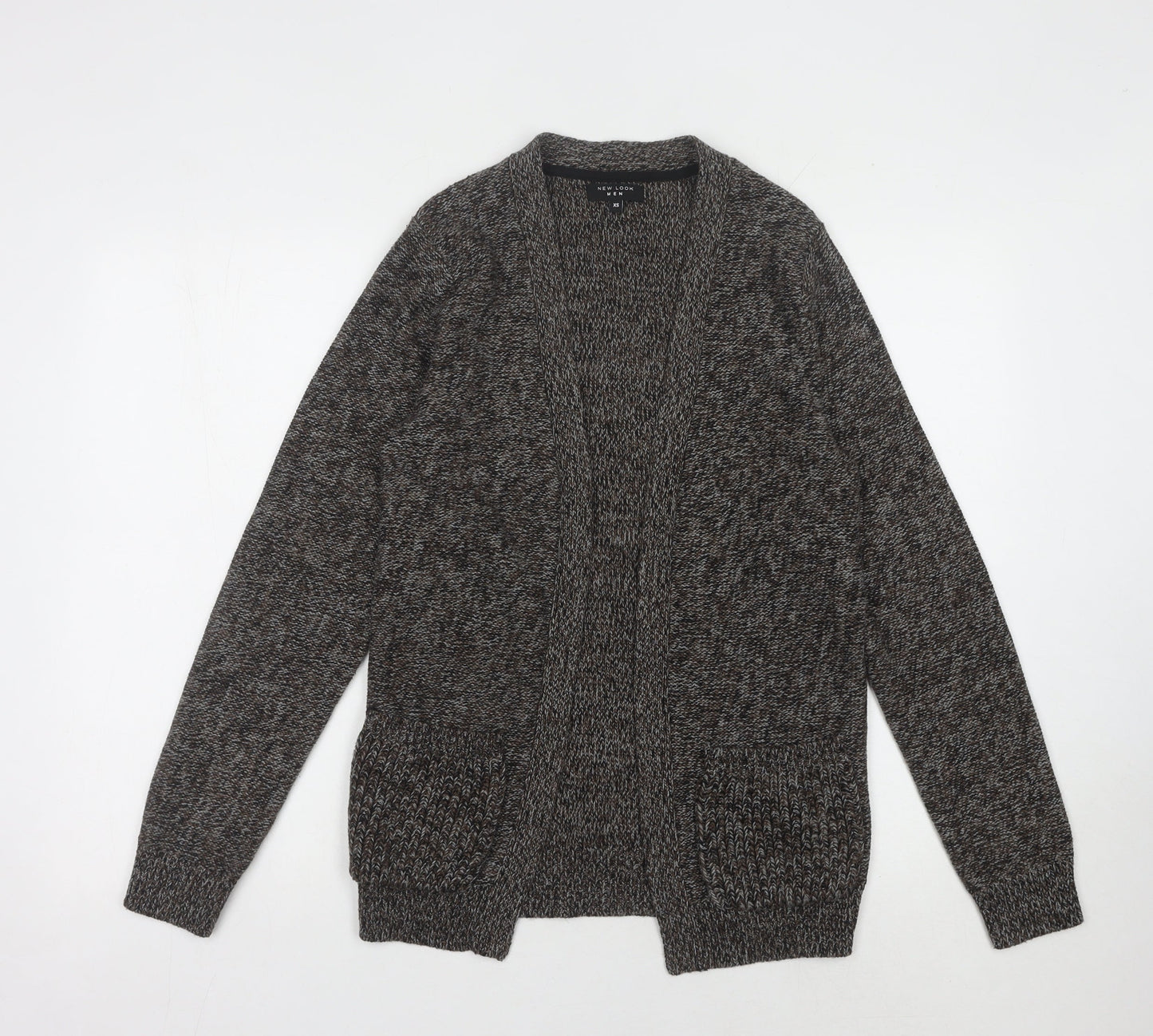New Look Men's Grey Cardigan XS Knit Long Sleeve