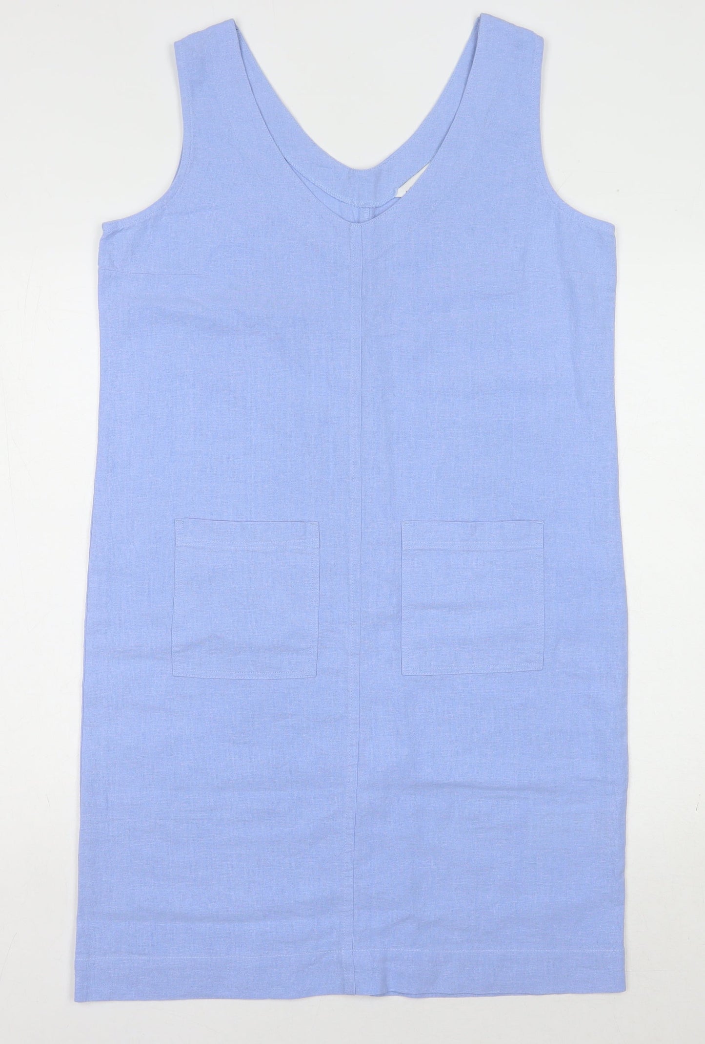 Amara Reya Women's Blue Linen Blend Shift Dress UK 10