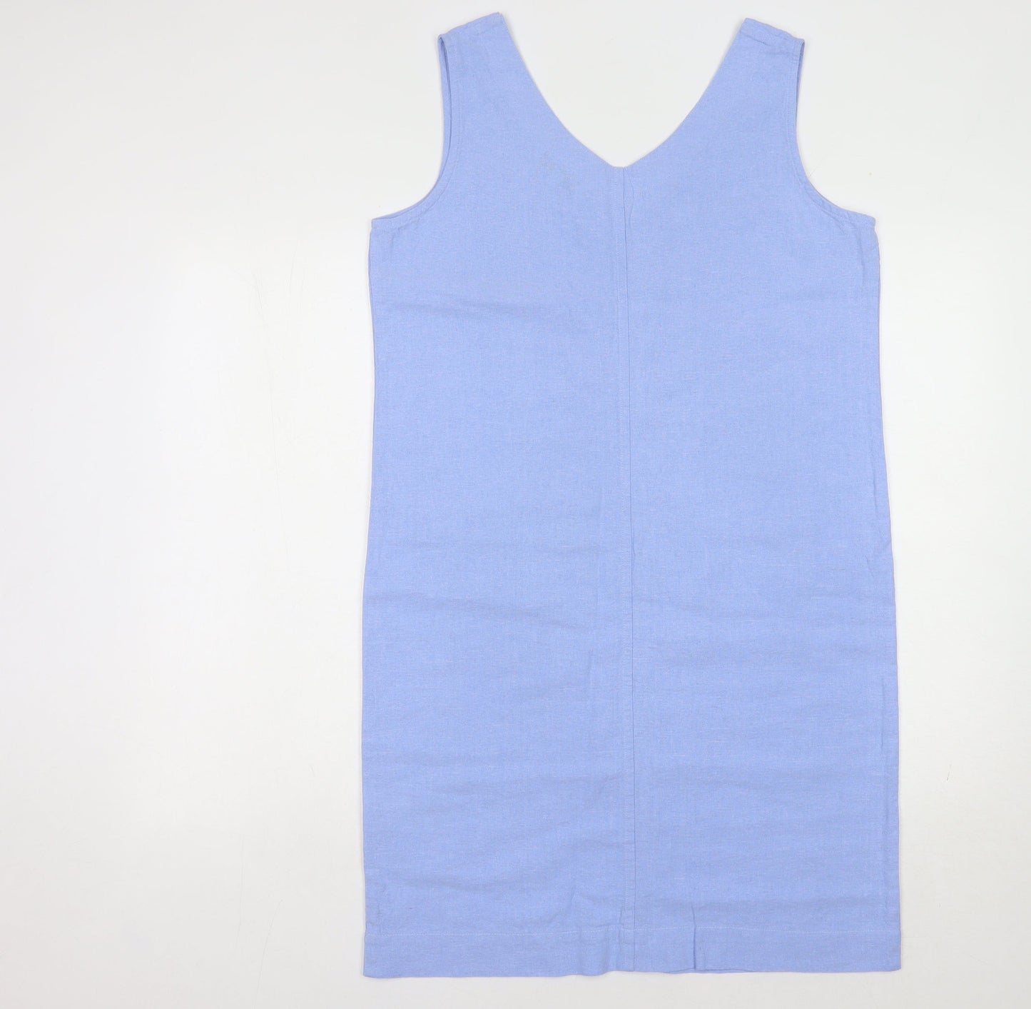 Amara Reya Women's Blue Linen Blend Shift Dress UK 10
