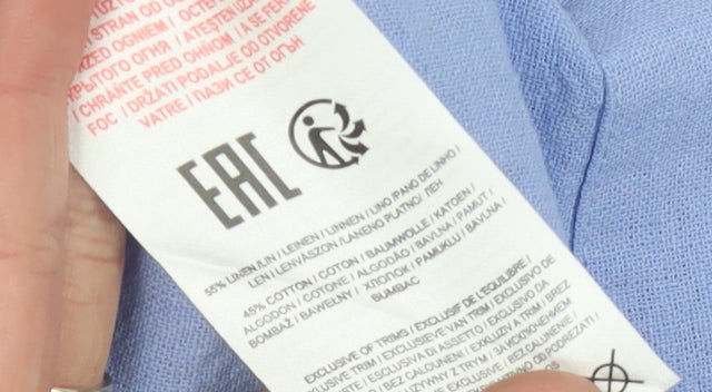 Amara Reya Women's Blue Linen Blend Shift Dress UK 10