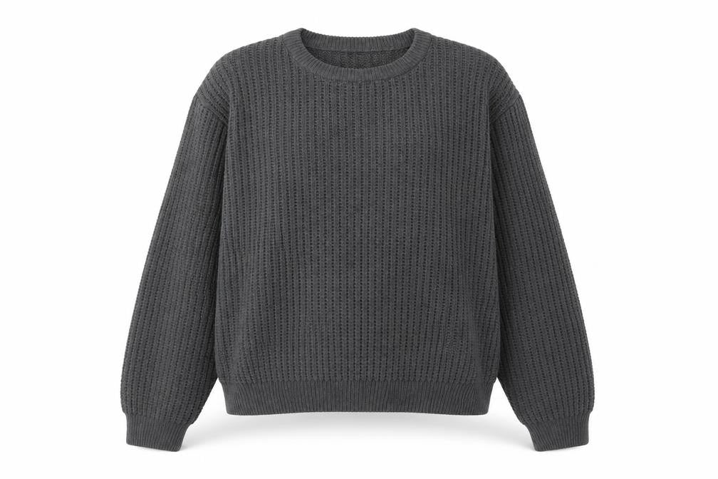 Womens UK L Regular Feraud Grey Pullover Waffle-Knit
