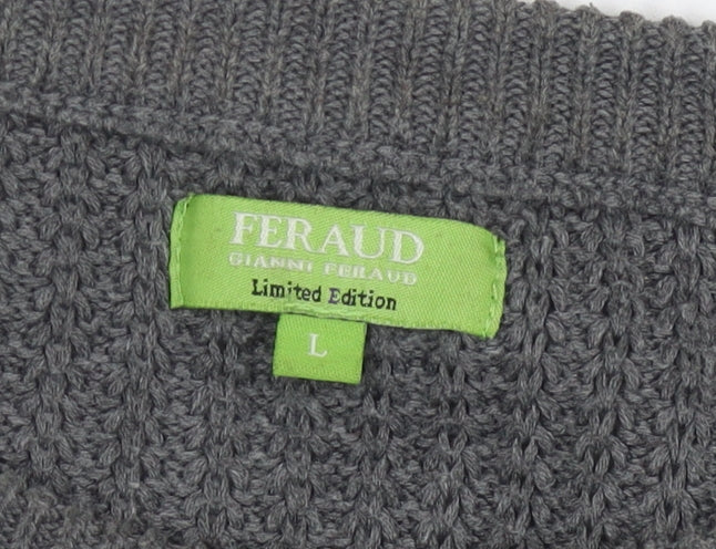 Feraud Women's Grey Knit Pullover Jumper Size L