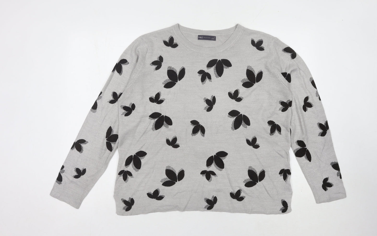 Marks and Spencer Grey Butterfly Print Pullover Jumper