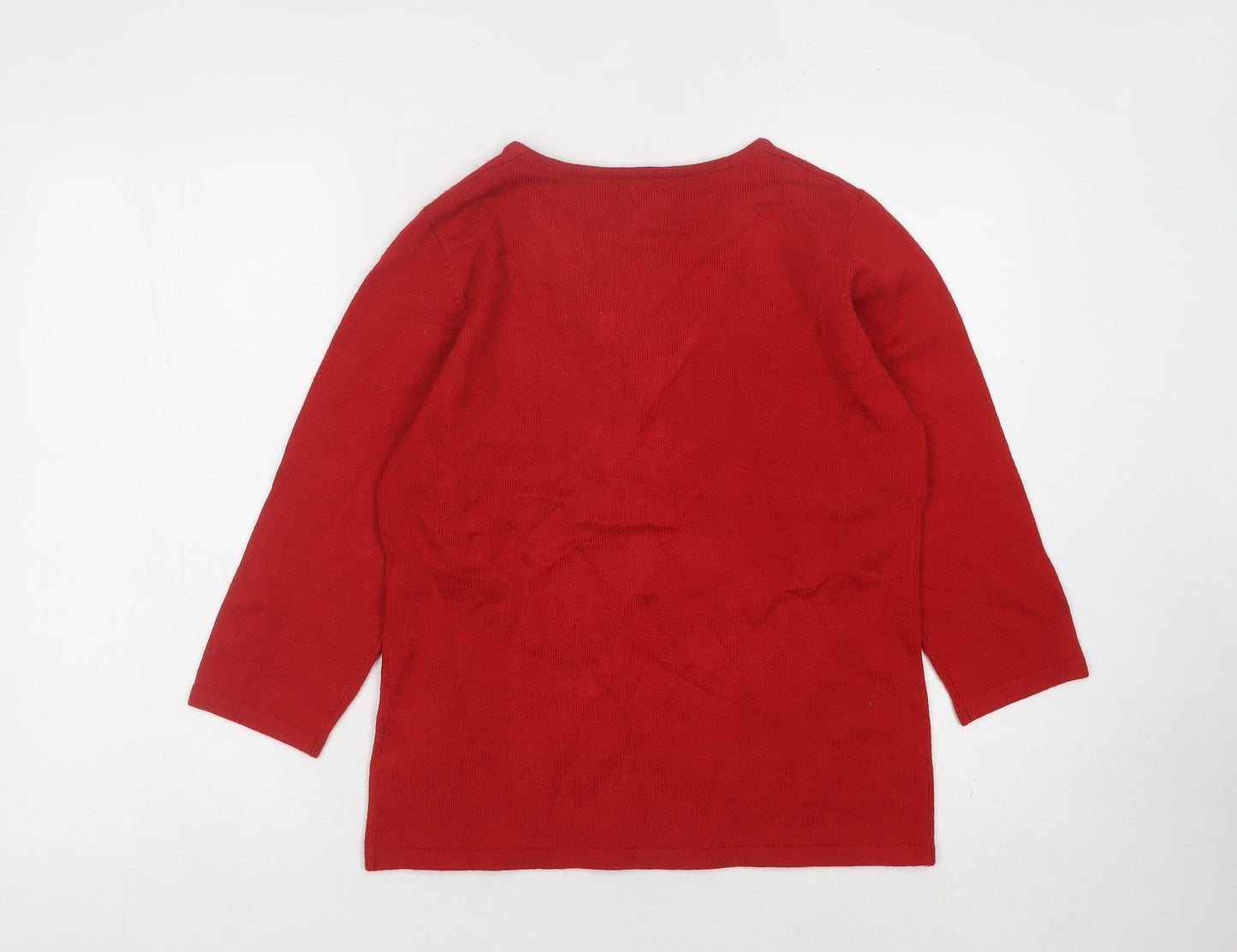 Paramour Women's Red V-Neck 3/4 Sleeve Pullover