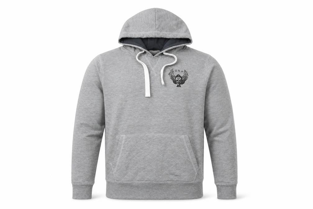 Bluespun Men's Grey Pullover Hoodie, Small, Logo Accent
