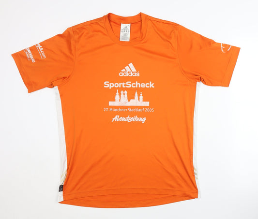 Adidas Men’s Orange Running T-Shirt, L, Breathable