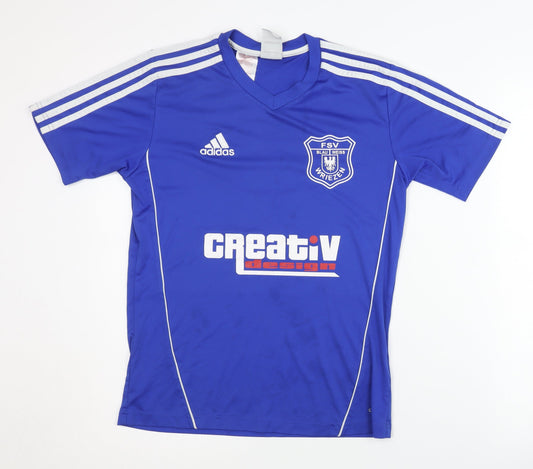 Adidas Boys Blue Football Jersey T-Shirt Size 13-14