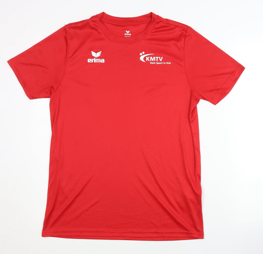 Erima Men's Red T-Shirt, Size S, Short Sleeve, Solid