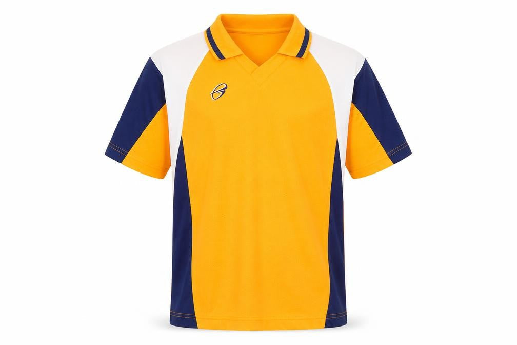 Front view of Ego Sport boys’ orange polo shirt 16 years