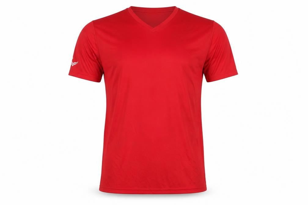 Trigema Men's Red V-Neck Polyester T-Shirt
